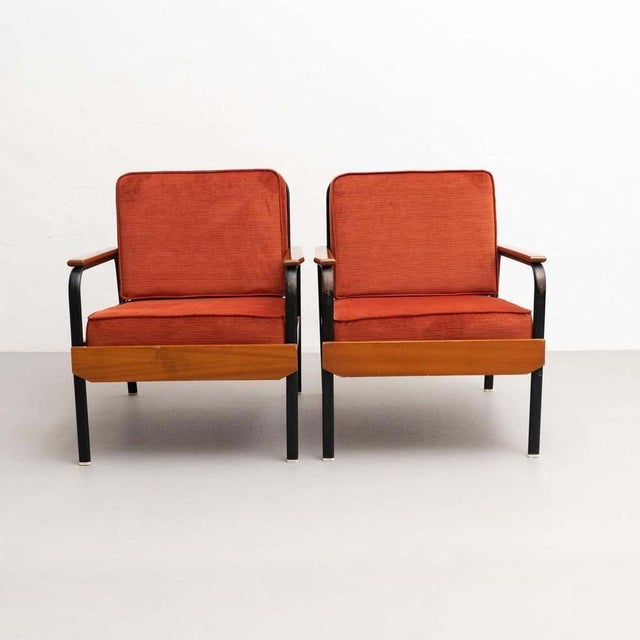 Vintage Easy Chair in the style of Jean Prouvé, 1950s, Set of 2 For Sale - Image 3 of 15