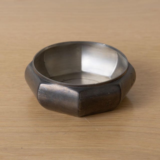 Silver 1930s French Art Deco Pewter Octagon Dish For Sale - Image 8 of 9