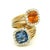 Italian Modernist 18k Gold Blue & Orange Sapphire Diamond Bypass Ring, Circa 1980, Size 7.75 For Sale - Image 10 of 11