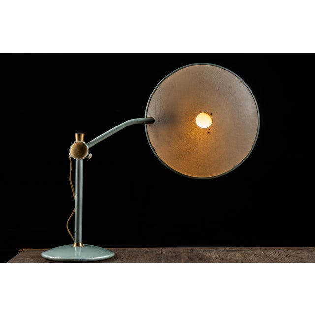 Sky Blue Space Age Adjustable "Model 2008" Flying Saucer Desk Lamp in Blue by Dazor For Sale - Image 8 of 13