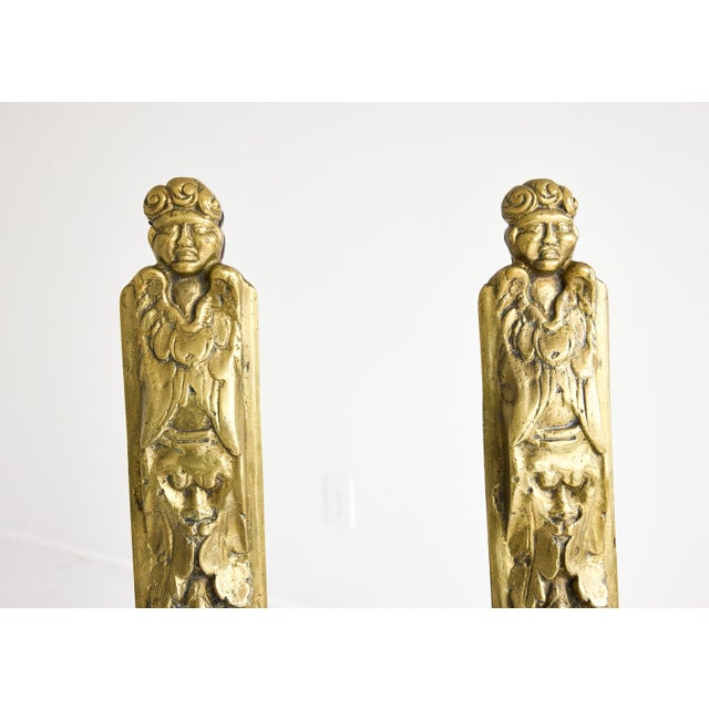 Early 19th Century French Baroque Bronze Figural Andirons For Sale - Image 13 of 14