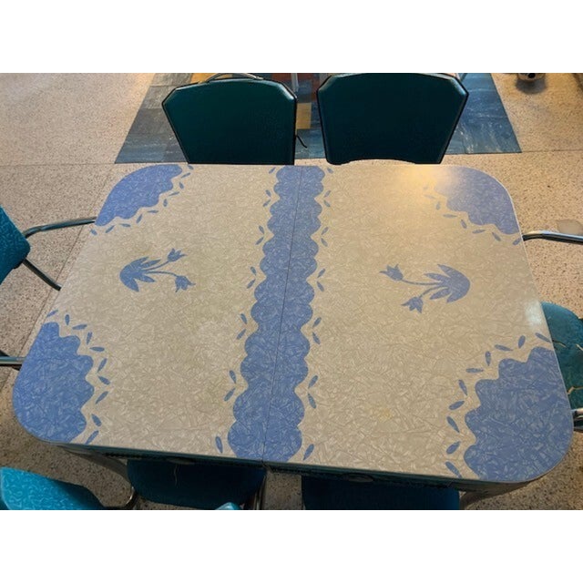 Extendable Dining Table with Chairs, 1950s, Set of 7 For Sale - Image 3 of 6