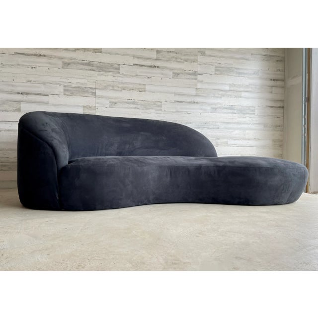 Cloud freeform sofa in black microfiber fabric.