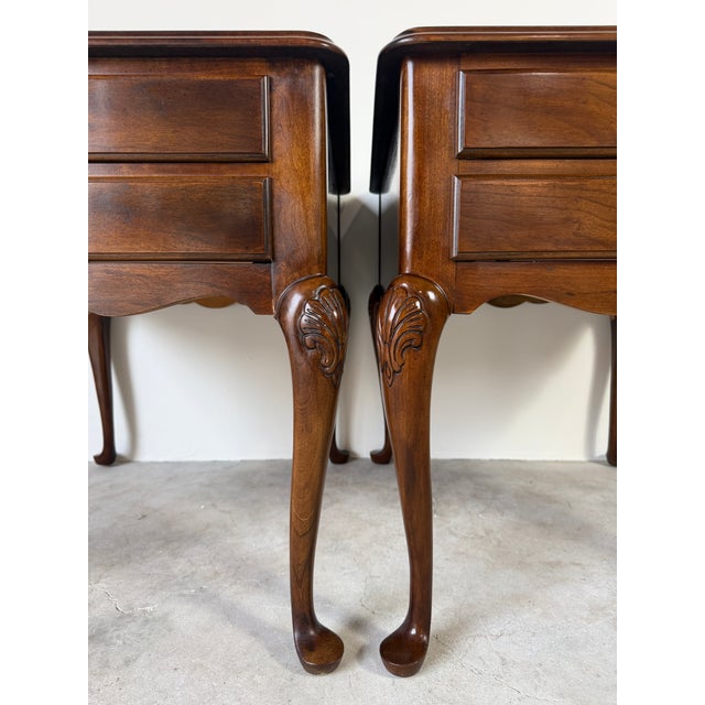1970's Vintage Drexel Queen Anne Style Nightstands – A Pair For Sale - Image 14 of 16