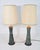 Elevate your living space with this beautiful heavy pair of marble table lamps in a teal color with brass trim. Crafted...