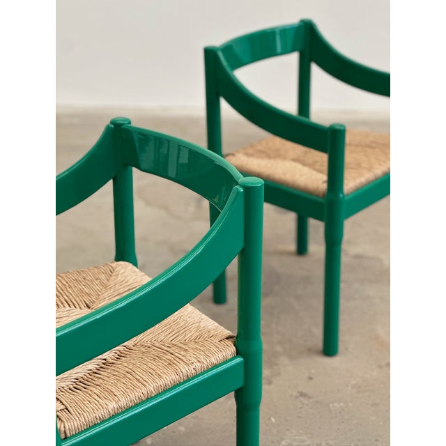 Green Model Carimate Dining Chairs by Vico Magistretti for Cassina, 1960s, Set of 6, in Flawless conditions. Designed 1960...
