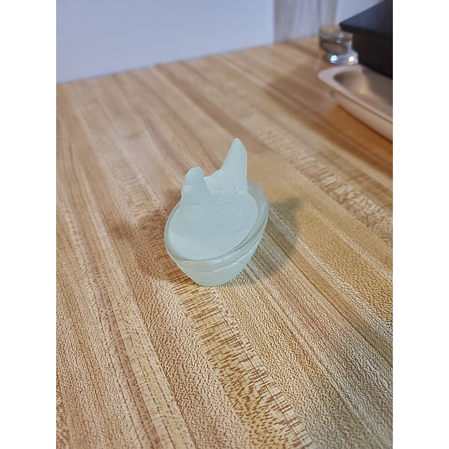 2020s Mini Uranium Glass Hen on Nest Glowy Green Salt Cellar For Sale - Image 5 of 8