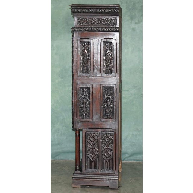 19th Century French Gothic Revival Carved Oak Cabinet For Sale - Image 17 of 18