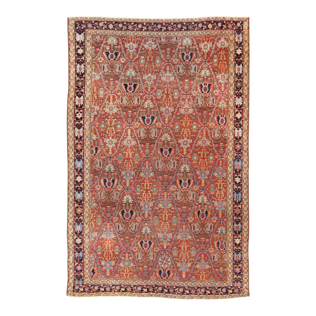Antique 19th Century Persian Malayer Rug in All Over Geometric Design 7'6 X 11'2 For Sale