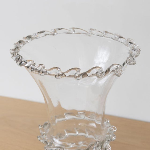 1930s Spanish Scalloped Glass Vase For Sale - Image 4 of 10