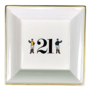 Late 20th Century the "21" Club French Porcelain Limoges Jockey Ashtray (New) For Sale