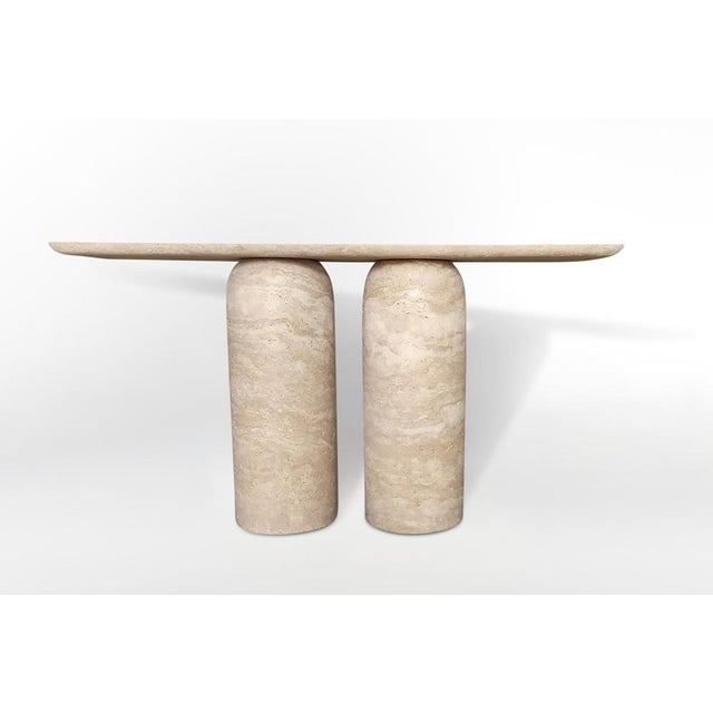 Cream Travertine Console Table by My Habitat Design For Sale - Image 8 of 8