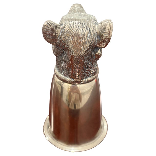 Late 20th Century Vintage Gucci Silver-Tone Wild Boar Head Stirrup Cup For Sale - Image 5 of 8