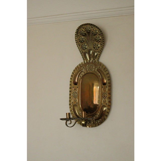 Goldenrod Large Mid-Century Swedish Brass Double Arm Sconce For Sale - Image 8 of 18