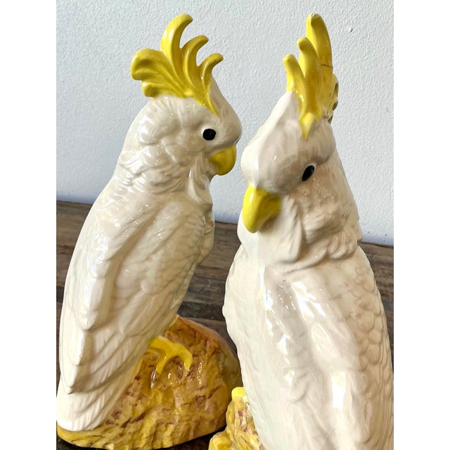 Vintage Glazed Ceramic Cockatoos - A Pair For Sale In West Palm - Image 6 of 12