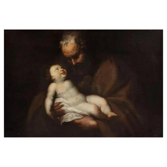 Italian School Artist, Saint Joseph and the Child, 17th Century, Oil on Canvas For Sale - Image 5 of 8
