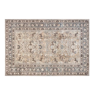 Authentic Persian Meshad Animal, Botanic Design Handmade Wool Rug For Sale