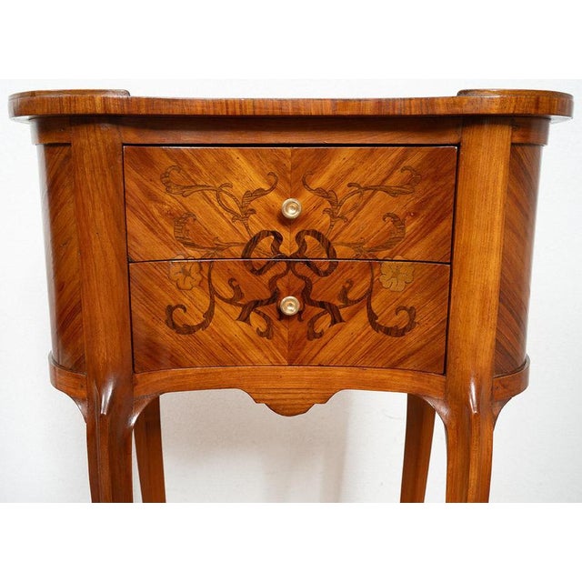 Antique Nightstands in Exotic Woods, France, 20th Century, Set of 2 For Sale - Image 3 of 6
