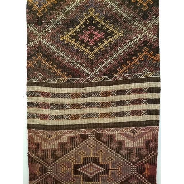Vintage Moroccan Tribal Kilim Runner, Handwoven Wool, Geometric Medallion Pattern, 3x13 For Sale - Image 4 of 8