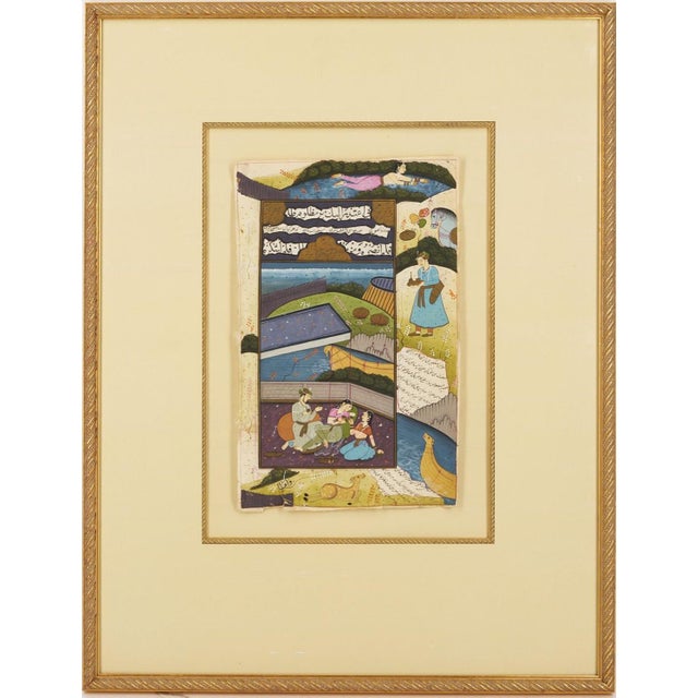 Indian 19th Century Indian Mughal Painted Manuscript Pages - Set of 3 For Sale - Image 3 of 10