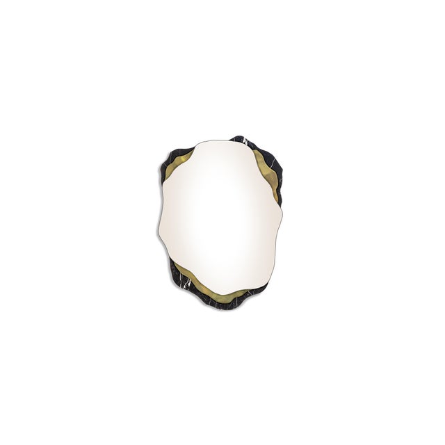 Contemporary Arizona Mirror in Nero Marquina Marble and Polished Brass from InsidherLand For Sale - Image 3 of 3