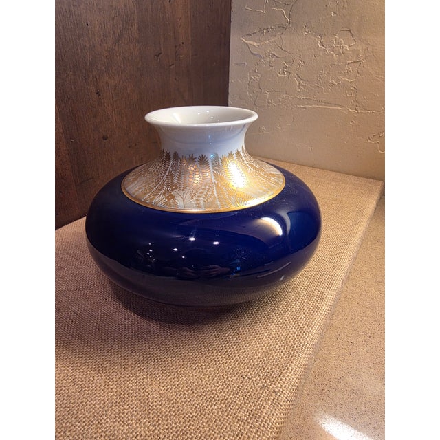 Cobalt Blue and Gold Hutschen Reuther Vase For Sale - Image 14 of 14