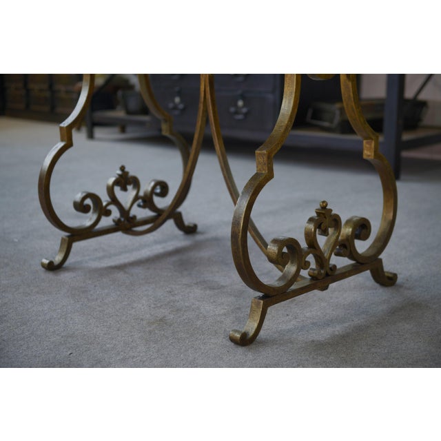 1940s Side Table with Gilt Wrought Iron Base by Gilbert Poillerat, 1940s For Sale - Image 5 of 11