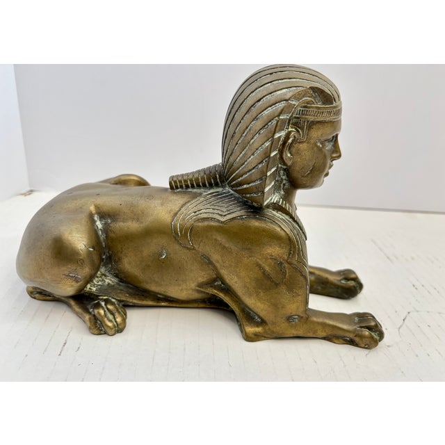 Bronze Antique French Egyptian Revival Bronze Figure of a Sphinx For Sale - Image 8 of 12