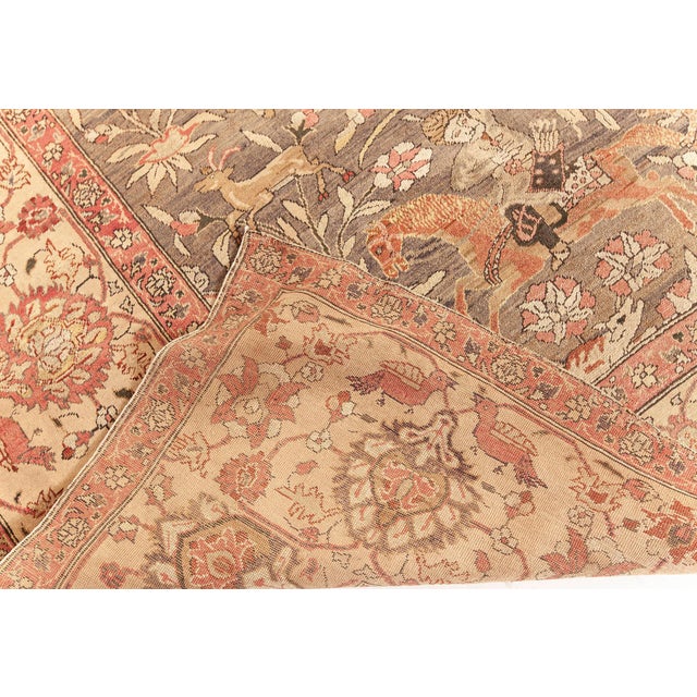 Brown Doris Leslie Blau Antique Turkish Hereke Hunting Rug For Sale - Image 8 of 8
