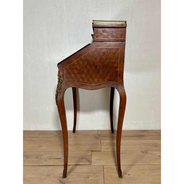 1930s 1930s French Louis XV Style Slant Front Secretary Desk with Leather Writing Surface For Sale - Image 5 of 16