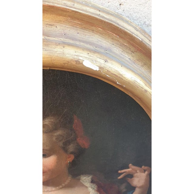 Oval Portrait of Lady with a Fan, 18th Century, Oil on Canvas, Framed For Sale - Image 6 of 17