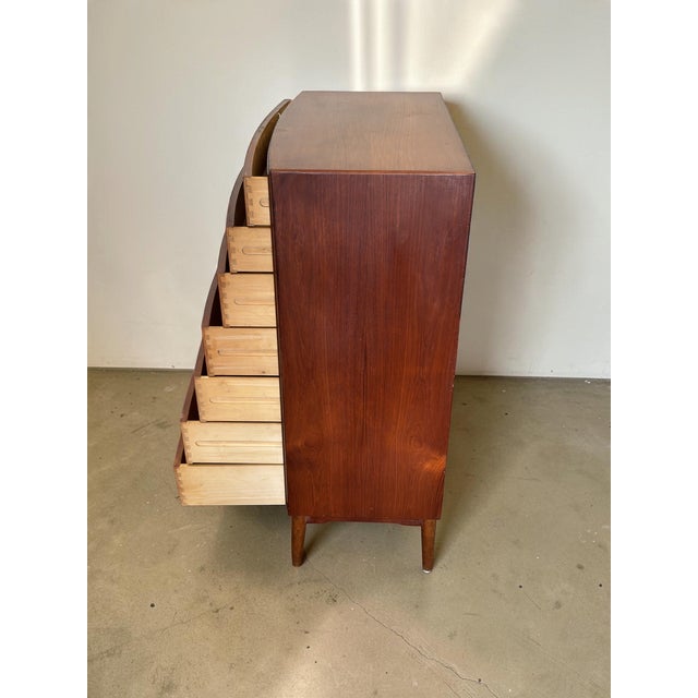 1960s Vintage Danish Teak Curved Chest of Drawers, 1960s For Sale - Image 5 of 7