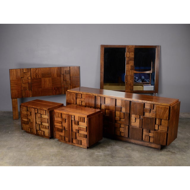1970s Brutalist Lane Mosaic Bedroom Set 5 Pieces Chairish