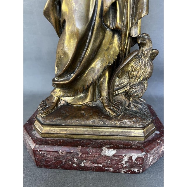 Metal Late 19th Century Pewter & Bronzse Saint John the Evangelist Sculpture by Bertini, Bronze Sculpture by Bertini, 1890 For Sale - Image 7 of 8