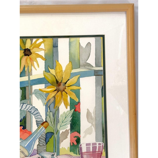 Original Signed and Framed Watercolor Painting 'Afternoon Cabernet' by Lorraine Schellinger C1990's For Sale In West Palm - Image 6 of 15