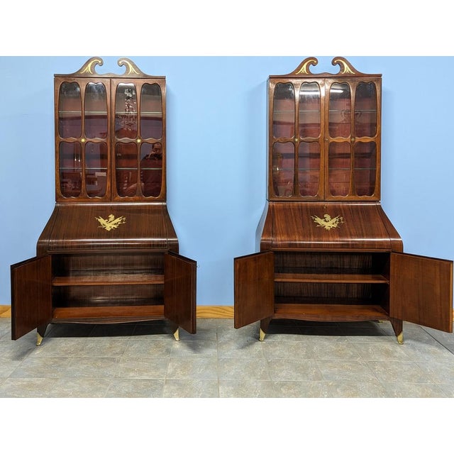 Mid-Century Modern Trumeau Bookcases in Mahogany from Paolo Buffa, 1950s, Set of 2 For Sale - Image 3 of 18