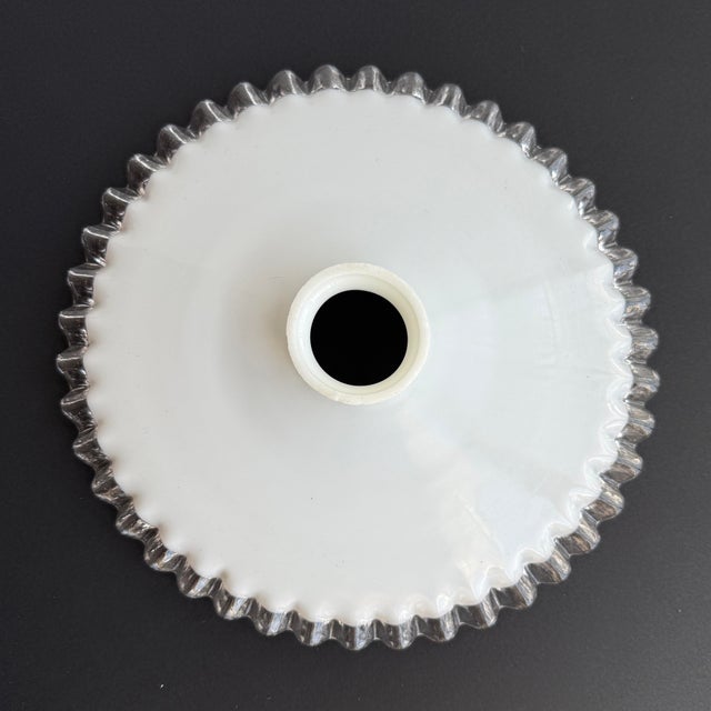 1930s French White Opaline Glass “Frill” Pendant Light, 1930s For Sale - Image 5 of 7