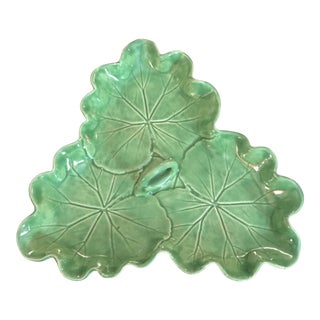 Vintage 1960s Green Small Ceramic Lily Pad Tray by Pat Young For Sale