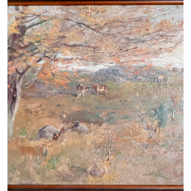 20th Century American Impressionist Barbizon School Landscape With Cows by Elizabeth Hunt Barrett For Sale - Image 4 of 14