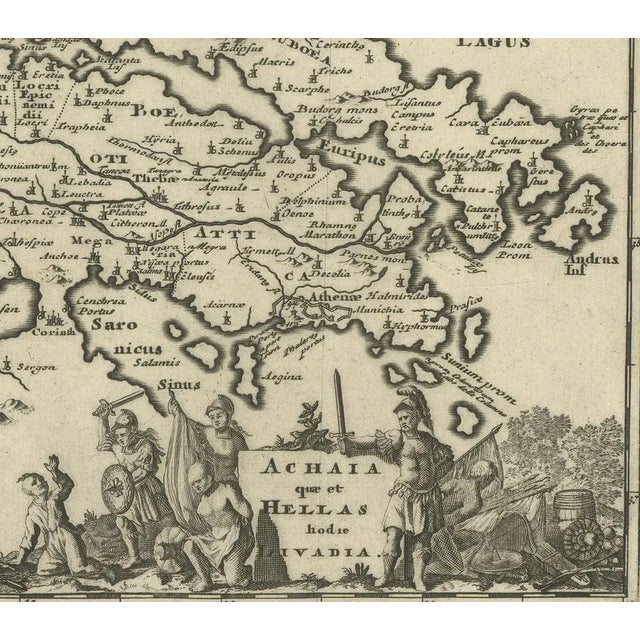 Antique Map of the Coast of Part of Greece, 1729 For Sale - Image 3 of 7