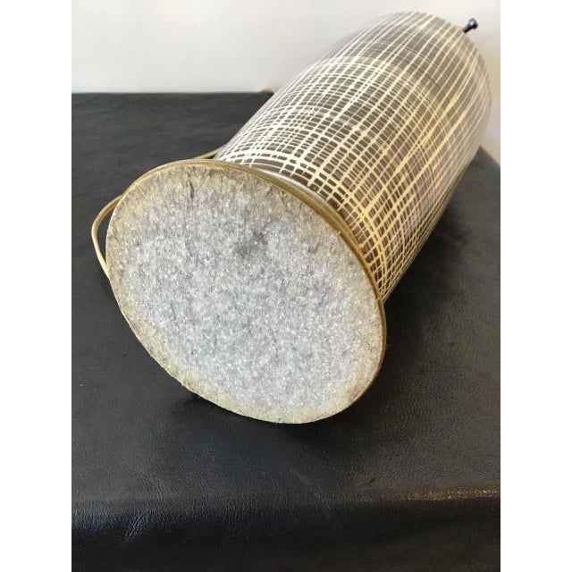 Cream 1950s Ceramic Grid Pattern Brown or White Table Lamp For Sale - Image 8 of 9