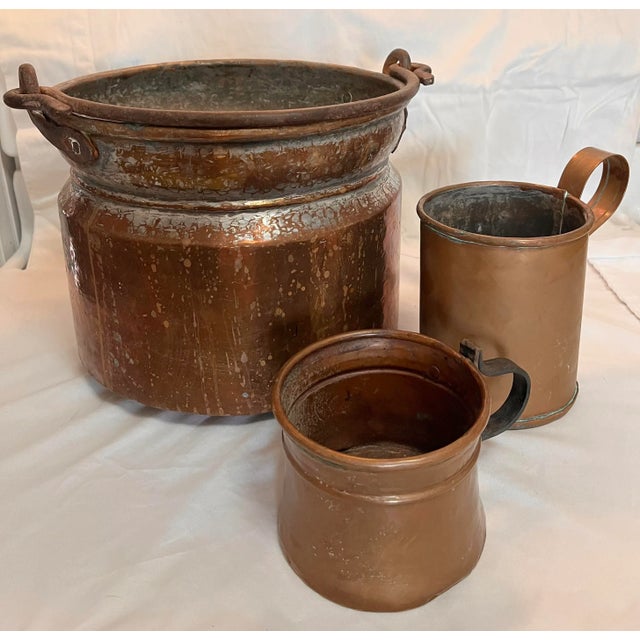 Antique Copper Buckets, Set of 3 For Sale - Image 9 of 9