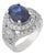 Vintage 4.43 Carat Sapphire Diamond 18k White Gold Cocktail Ring, Size 6 For Sale