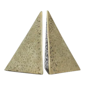 Late 20th Century Brass Pyramid Bookends- a Pair
