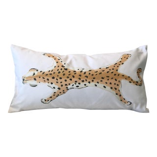 Dana Gibson Cream Leopard Lumbar Pillow For Sale
