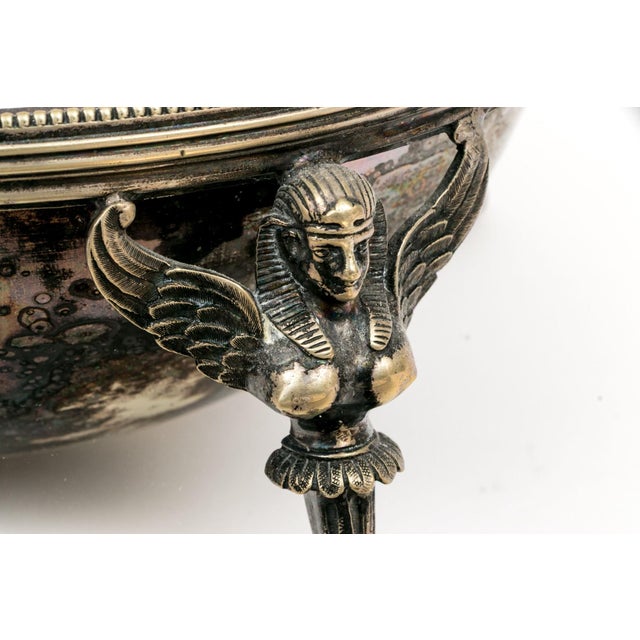 Sheffield Antique Henry Wilkinson Sheffield Silverplate Bread Warmer Egyptian Revival Sphinx Legs For Sale - Image 4 of 9