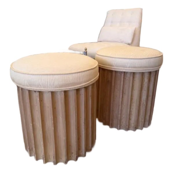 Pair of Vintage Wood Ottomans With Casters For Sale