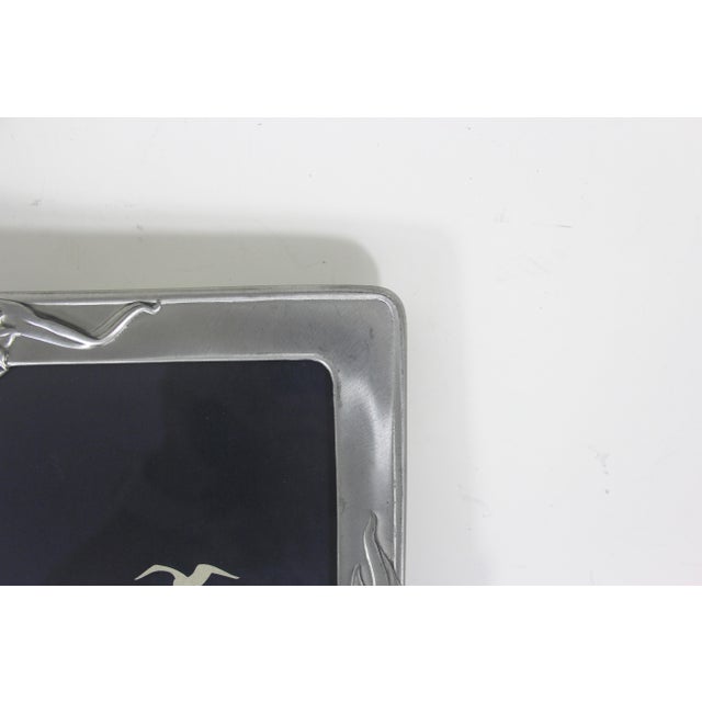 Metal Vintage Pewter Picture Frame 5 X 7 Large, Seagull Daffodil Easel, Table Top Photo Horizontal or Vertical For Sale - Image 7 of 9