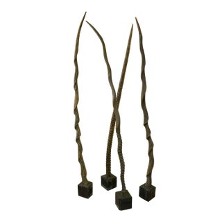 Asymmetrical Faux Antler Carved Wood 4-Part Sculpture For Sale