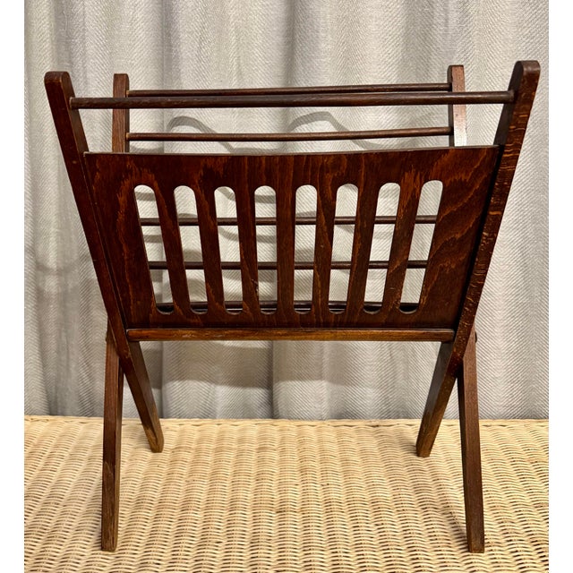 1940s Midcentury Wood Folding Magazine Rack For Sale - Image 5 of 6